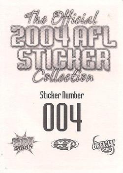 2004 ESP AFL Sticker Collection #004 Matthew Lloyd Back